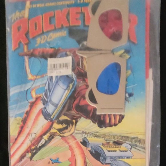 ealed DISNEY ROCKETEER 3-D COMIC BOOK / Glasses Audio Cassette Tape Art by NEAL - Picture 1 of 4